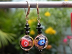 12mm Black Fancy Millefiori Klimt Style Earrings